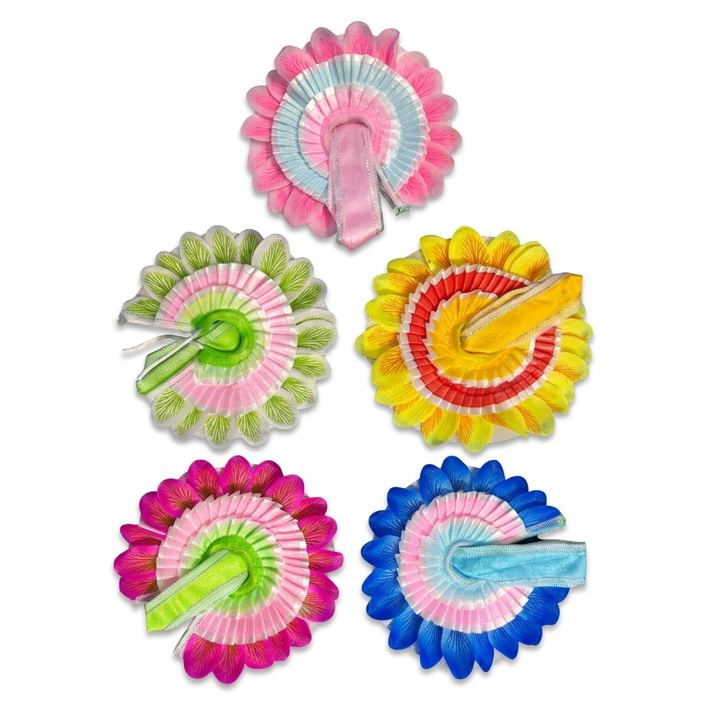 Blooming petal satin Laddu Gopal poshak with floral embellishments