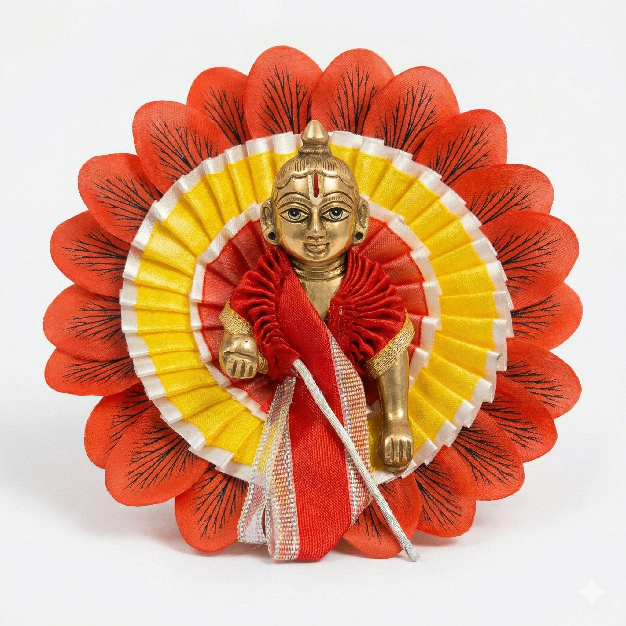 Blooming petal satin Laddu Gopal poshak with floral embellishments