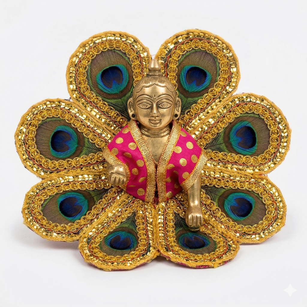 Divine Mor Pankh peacock feather Laddu Gopal shringar poshak