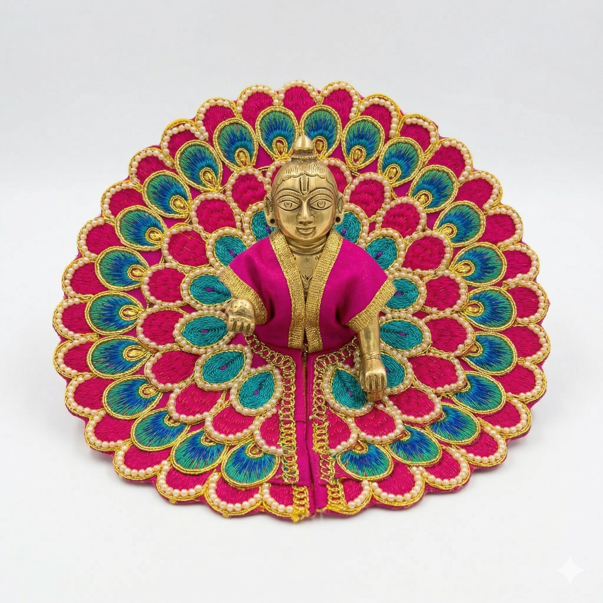 Vraj-Mayur pearl scallop Laddu Gopal poshak