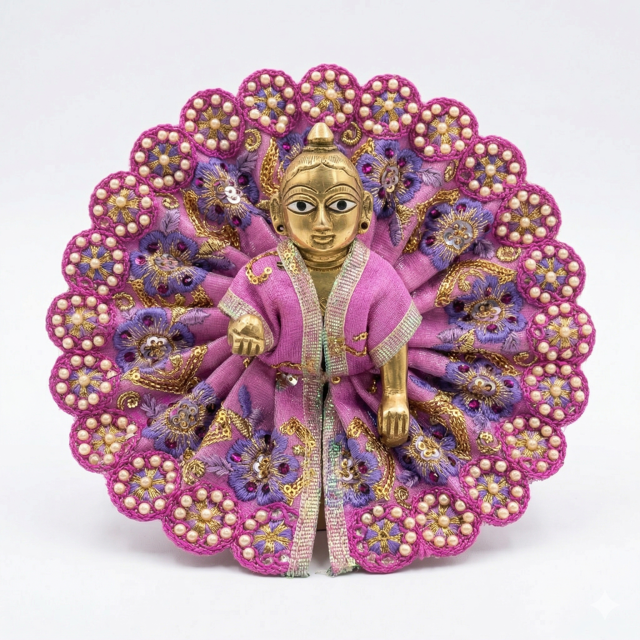 Vrindavan pearl-scallop silk Laddu Gopal poshak
