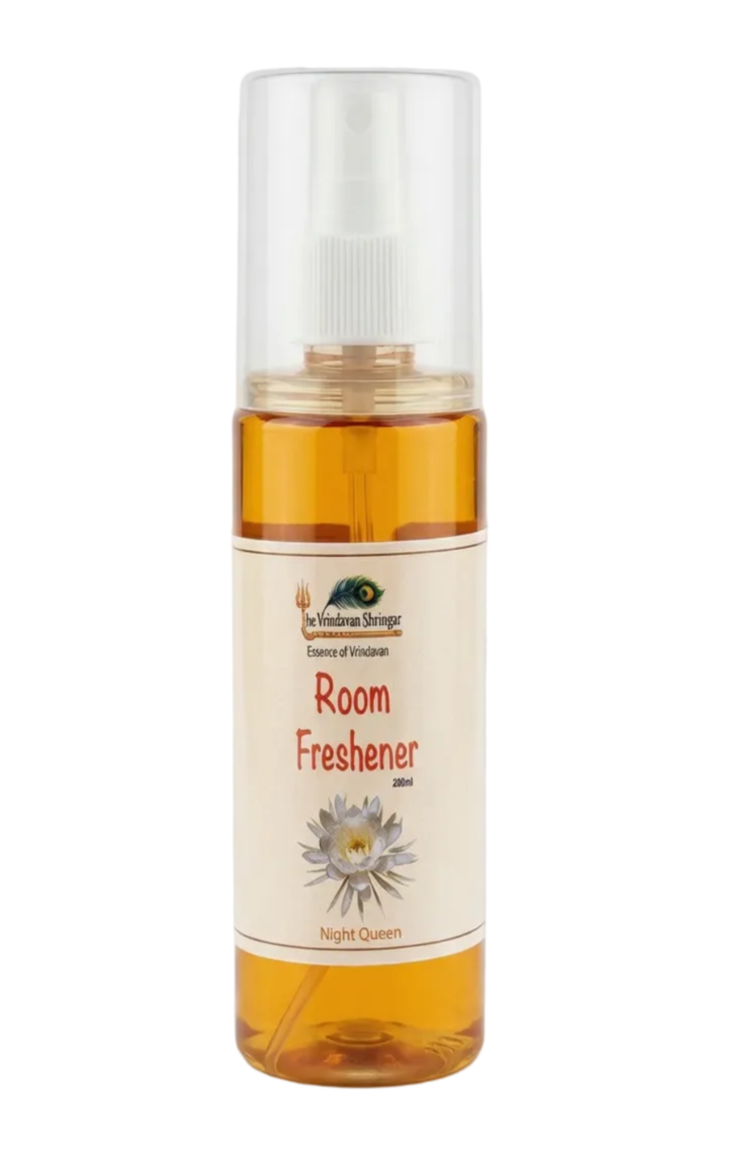 Room freshener spray bottle with a label on a white background